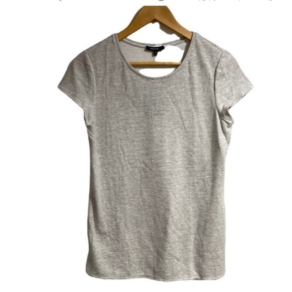 Lafayette 148 shirt NEW small soft gray heather multi striped - Picture 1 of 5